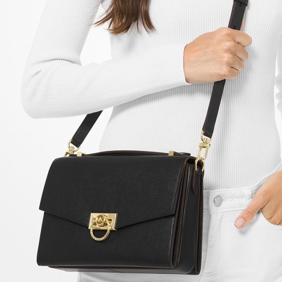michael kors hendrix medium leather messenger bag